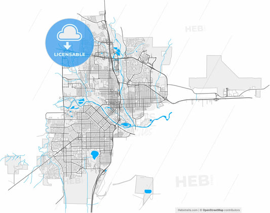 Pueblo, Colorado, United States, high resolution vector map - Instant download PDF and JPG