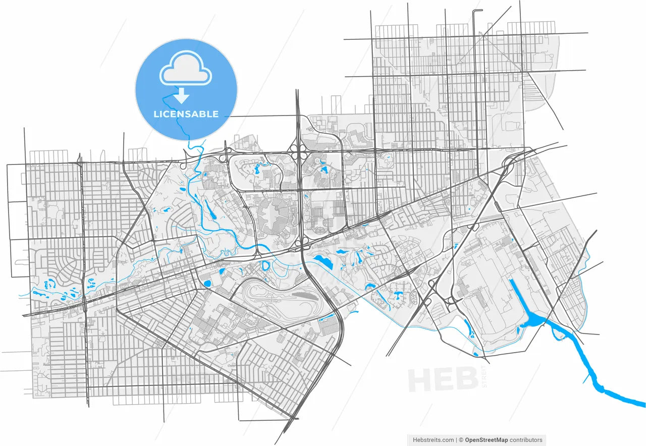 Dearborn, Michigan, United States, high resolution vector map - Instant download PDF and JPG