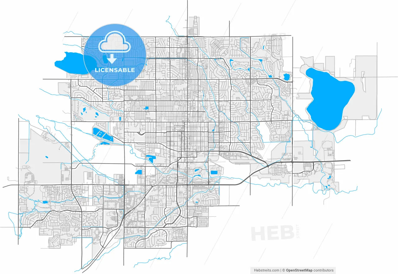 Longmont, Colorado, United States, high resolution vector map - Instant download PDF and JPG