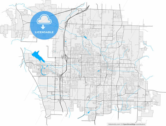Springdale, Arkansas, United States, high resolution vector map - Instant download PDF and JPG