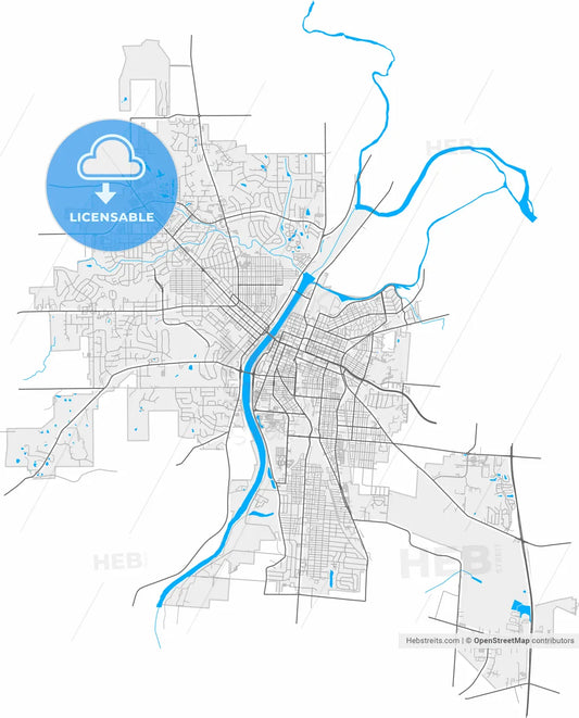 Hamilton, Ohio, United States, high resolution vector map - Instant download PDF and JPG
