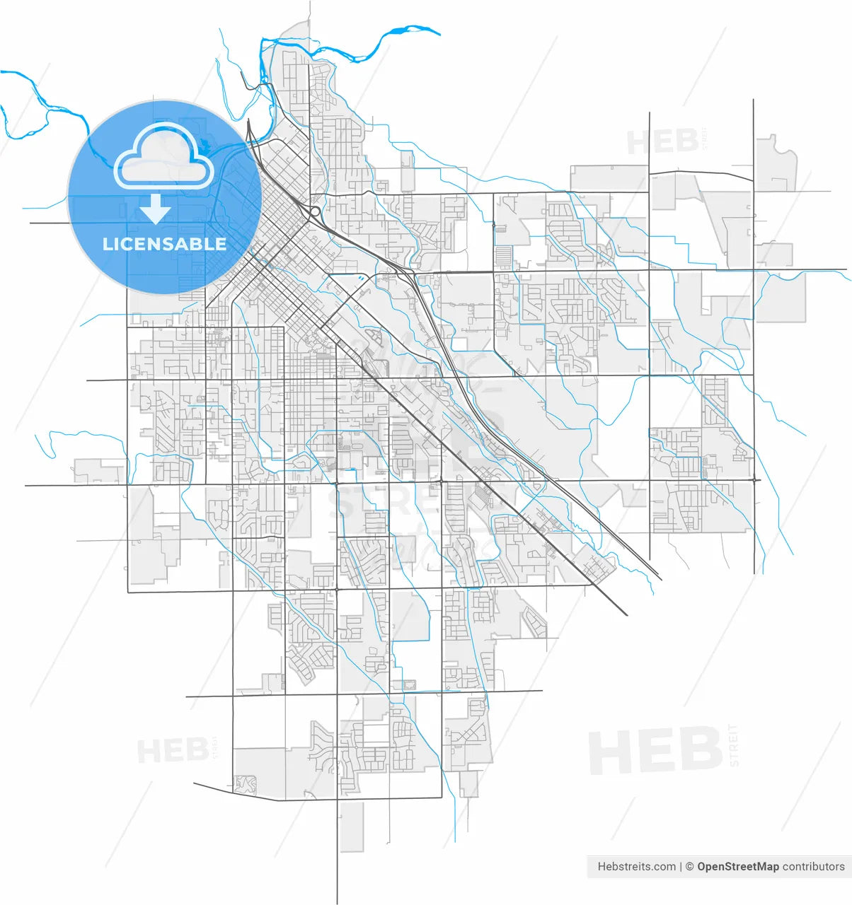 Caldwell, Idaho, United States, high resolution vector map - Instant download PDF and JPG