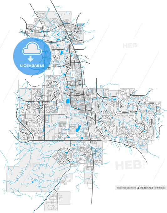 Parker, Colorado, United States, high resolution vector map - Instant download PDF and JPG