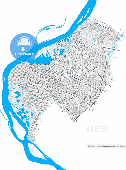 Asuncion, Paraguay, high resolution vector map - Instant download PDF and JPG