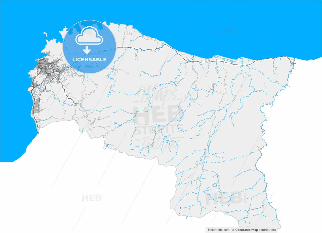 Santa Marta, Colombia, high resolution vector map - Instant download PDF and JPG