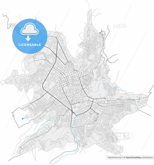 Pasto, Colombia, high resolution vector map - Instant download PDF and JPG
