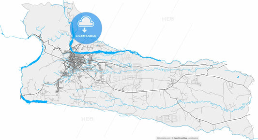 Villavicencio, Colombia, high resolution vector map - Instant download PDF and JPG