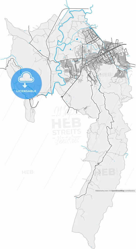 Soacha, Colombia, high resolution vector map - Instant download PDF and JPG