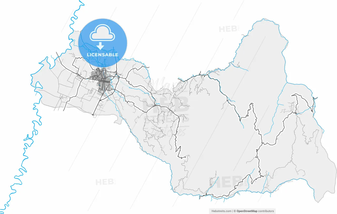 Tulua, Colombia, high resolution vector map - Instant download PDF and JPG