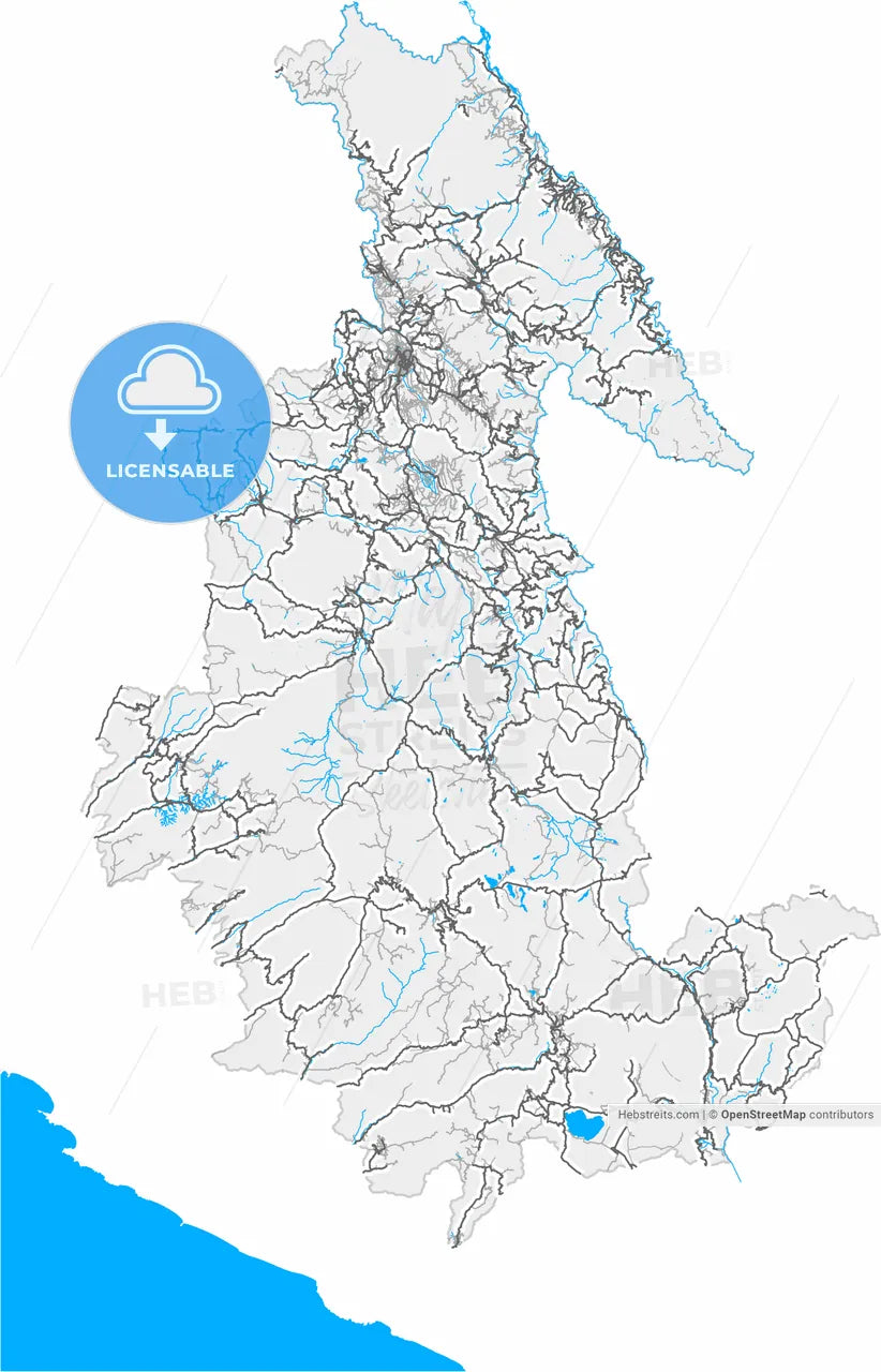 Ayacucho, Peru, high resolution vector map - Instant download PDF and JPG