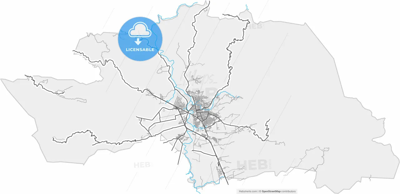 Comayagua, Comayagua, Honduras, high resolution vector map - Instant download PDF and JPG
