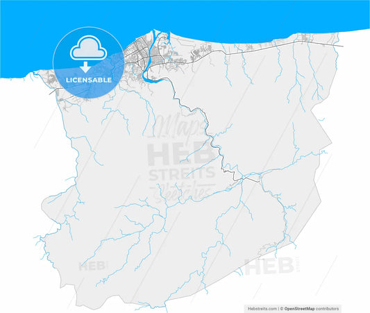 La Ceiba, Atlántida, Honduras, high resolution vector map - Instant download PDF and JPG
