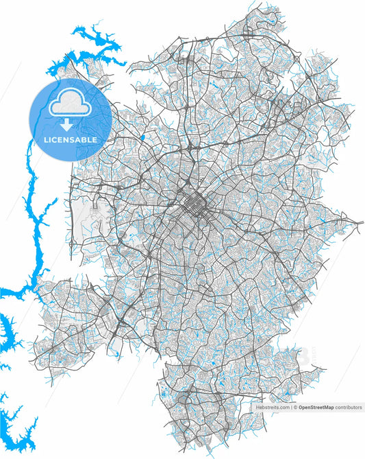 Charlotte, North Carolina, United States, high resolution vector map - Instant download PDF and JPG
