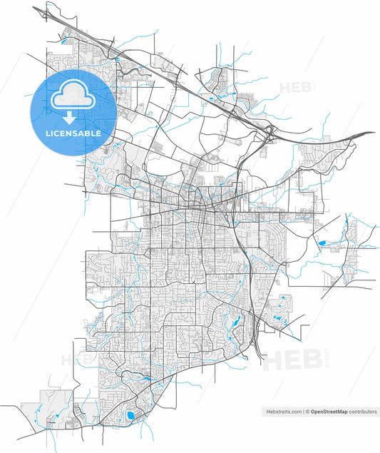 Beaverton, Oregon, United States, high resolution vector map - Instant download PDF and JPG