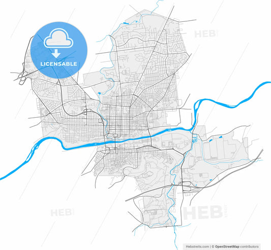 Bethlehem, Pennsylvania, United States, high resolution vector map - Instant download PDF and JPG