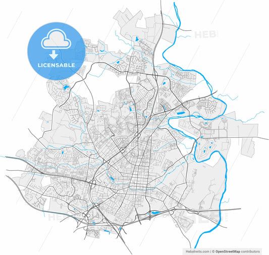 Frederick, Maryland, United States, high resolution vector map - Instant download PDF and JPG