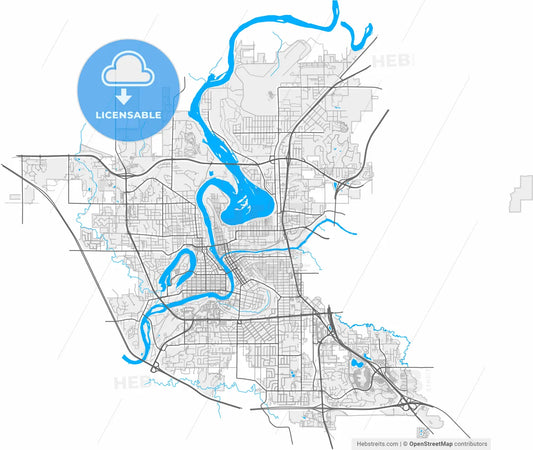 Eau Claire, Wisconsin, United States, high resolution vector map - Instant download PDF and JPG