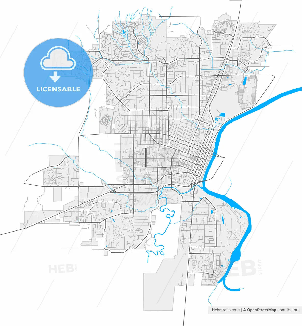 Corvallis, Oregon, United States, high resolution vector map - Instant download PDF and JPG