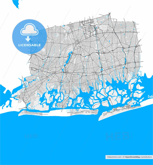 Hempstead, New York, United States, high resolution vector map - Instant download PDF and JPG