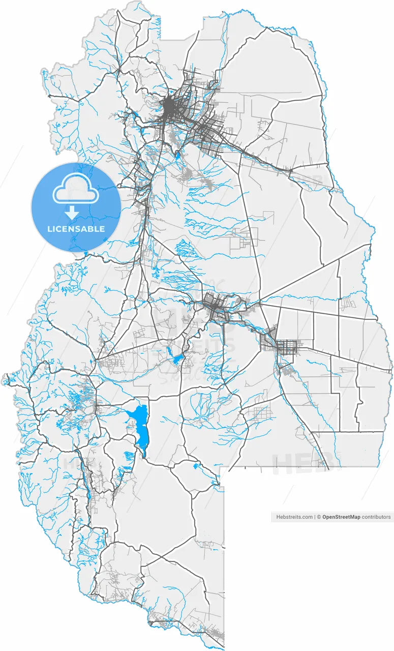 Mendoza, Argentina, high resolution vector map - Instant download PDF and JPG