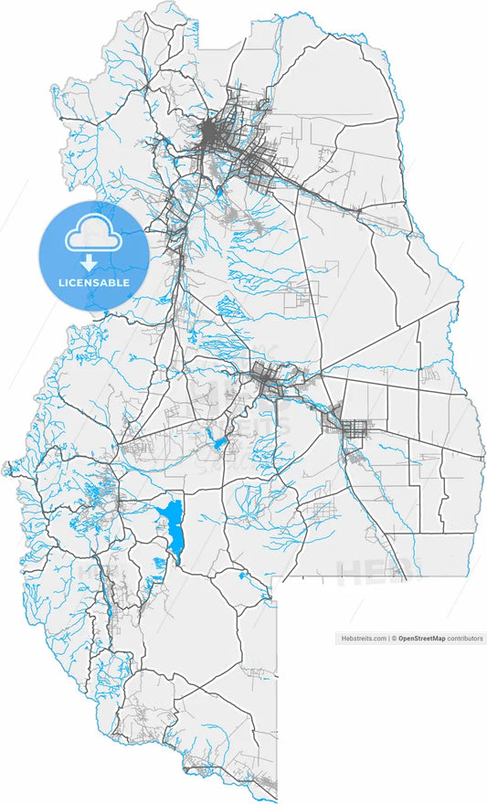 Mendoza, Argentina, high resolution vector map - Instant download PDF and JPG