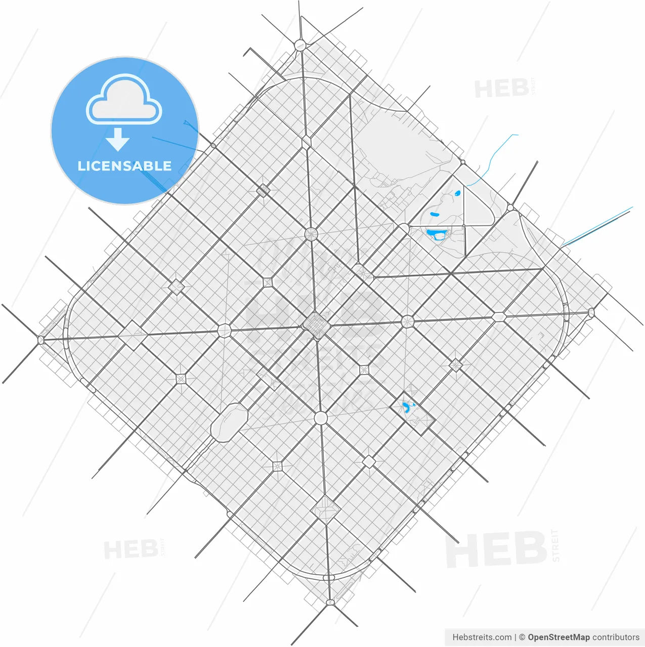 La Plata, Argentina, high resolution vector map - Instant download PDF and JPG