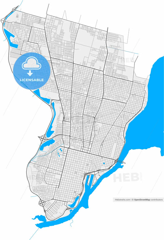 Santa Fe de la Vera Cruz, Argentina, high resolution vector map - Instant download PDF and JPG