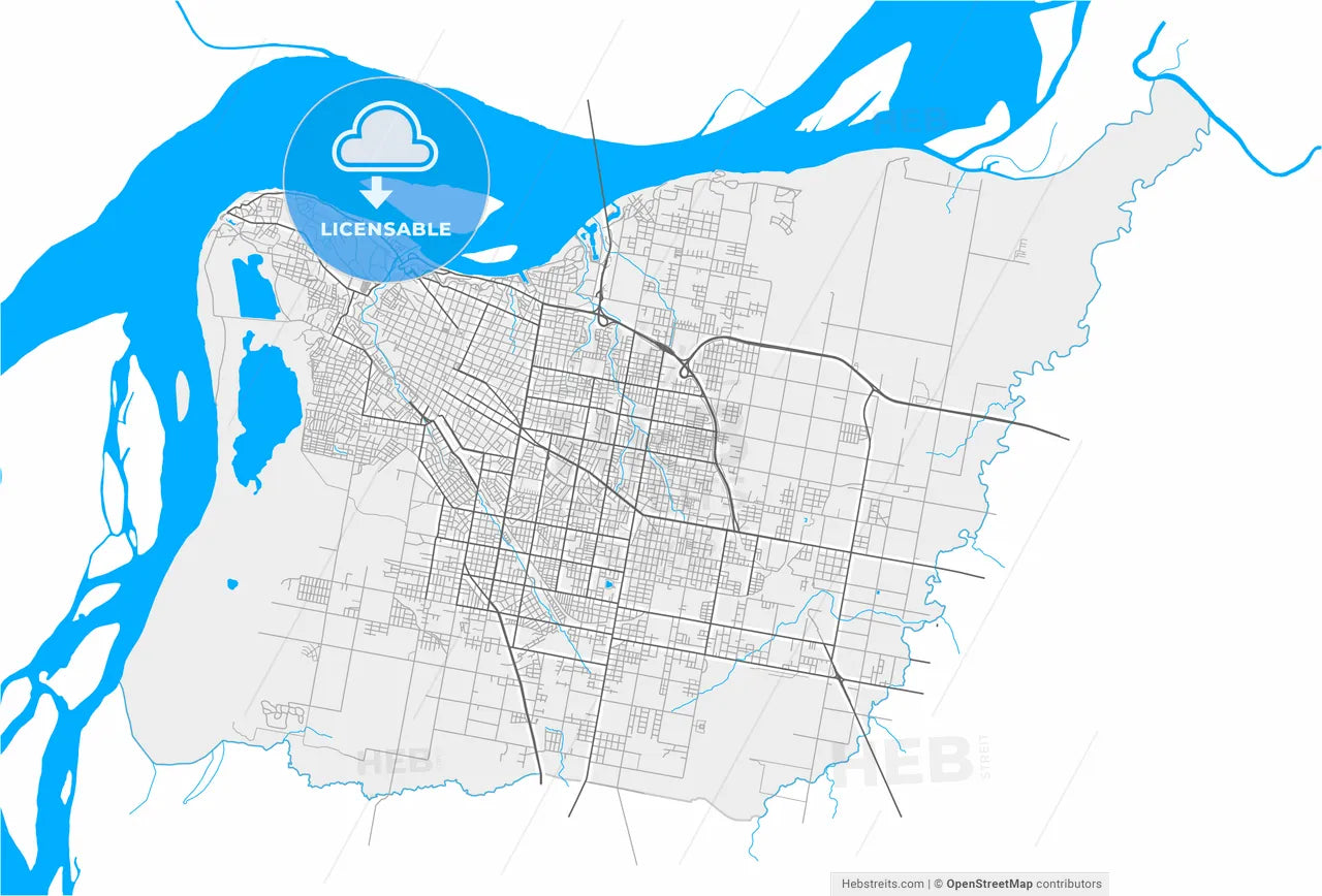 Parana, Argentina, high resolution vector map - Instant download PDF and JPG