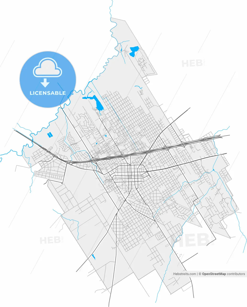 Pilar, Argentina, high resolution vector map - Instant download PDF and JPG