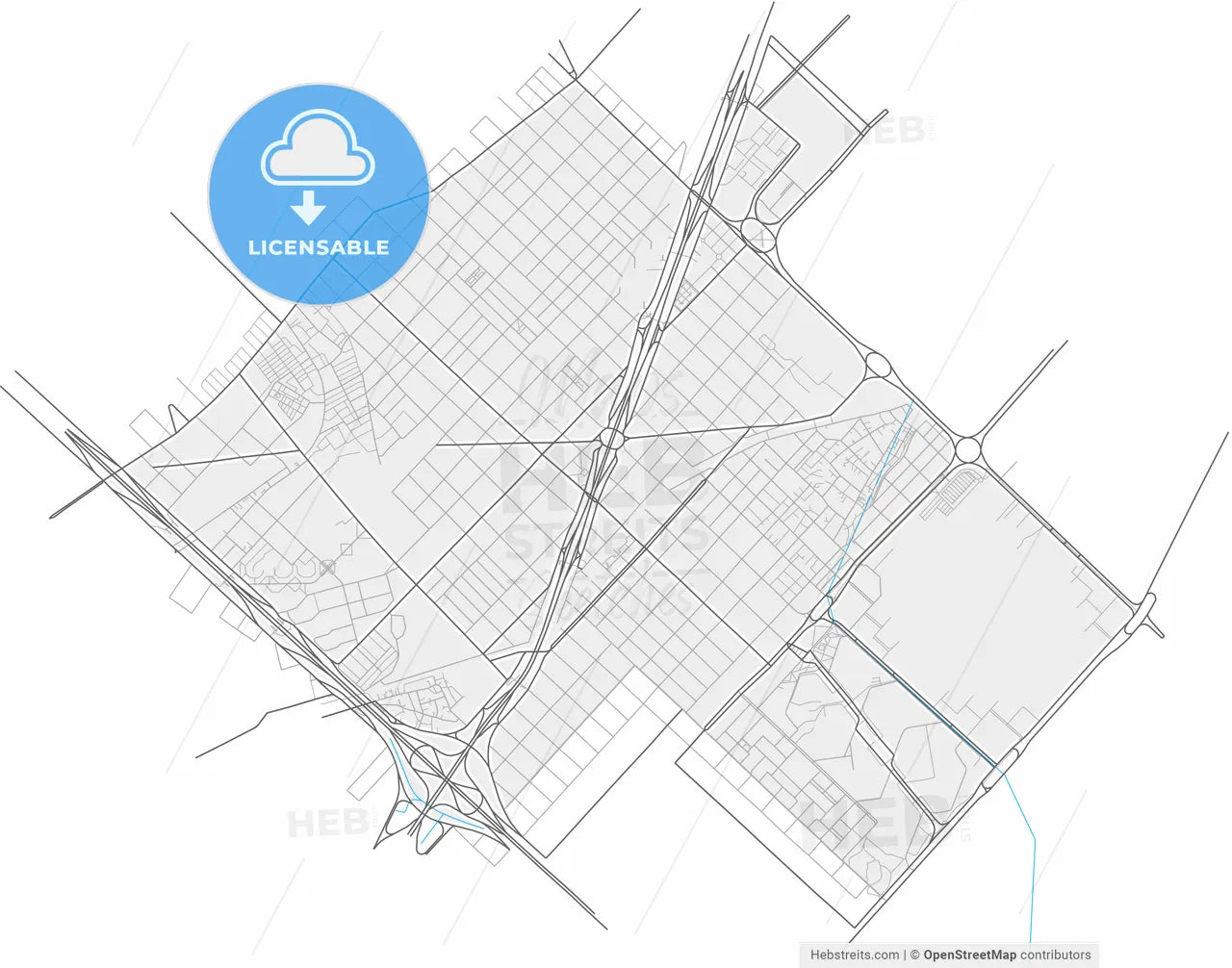 Villa Lugano, Argentina, high resolution vector map - Instant download PDF and JPG