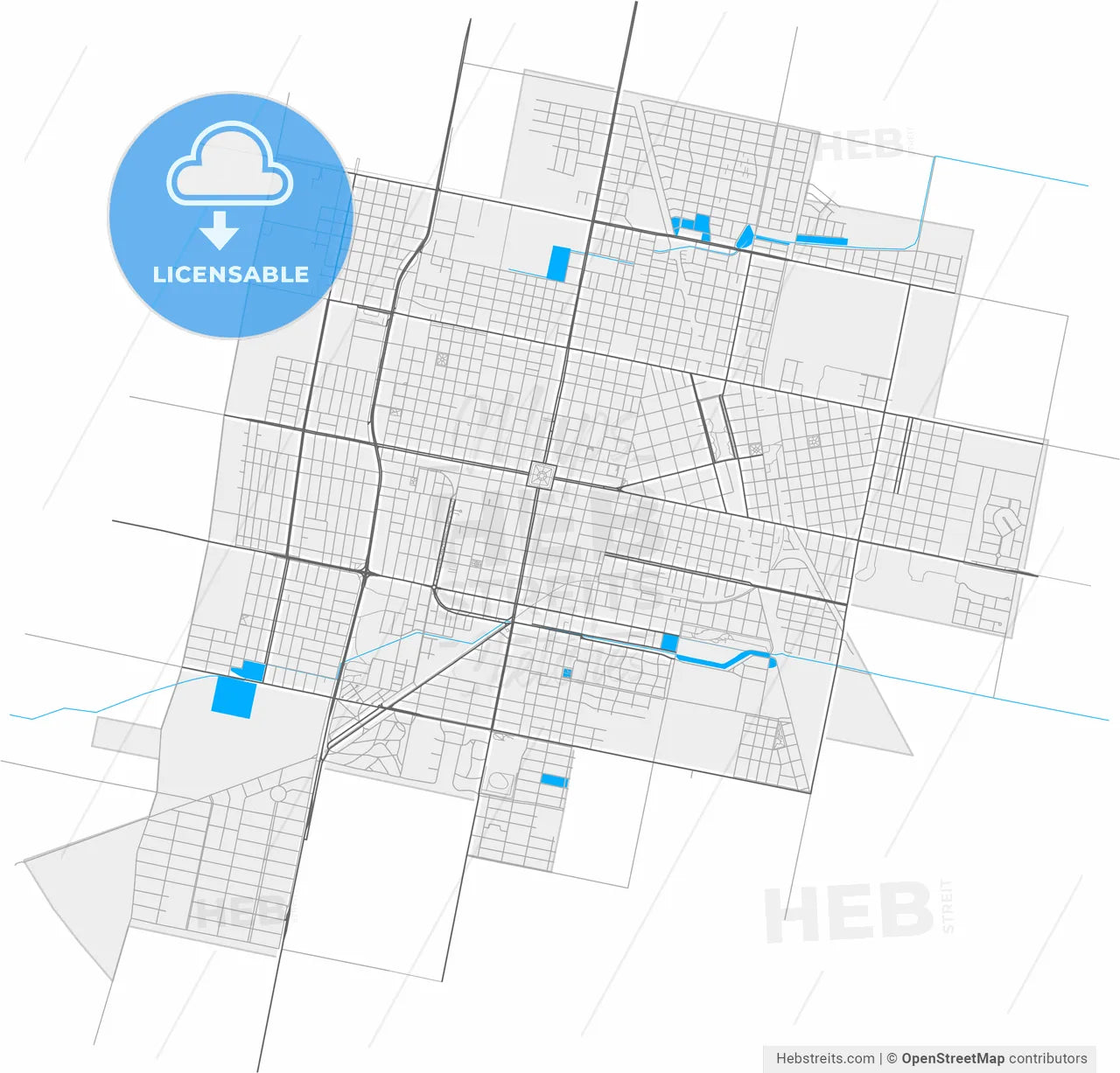 Rafaela, Argentina, high resolution vector map - Instant download PDF and JPG