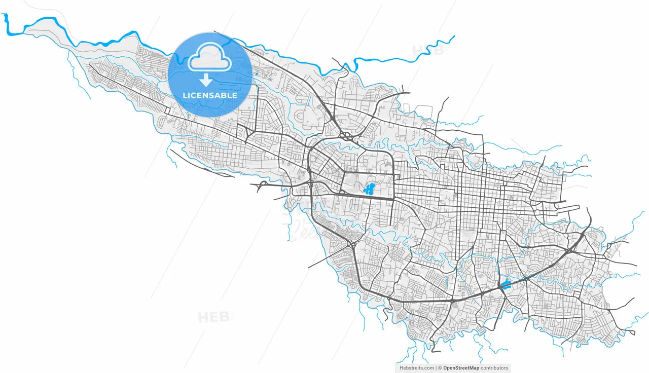San José, San José, Costa Rica, high resolution vector map - Instant download PDF and JPG