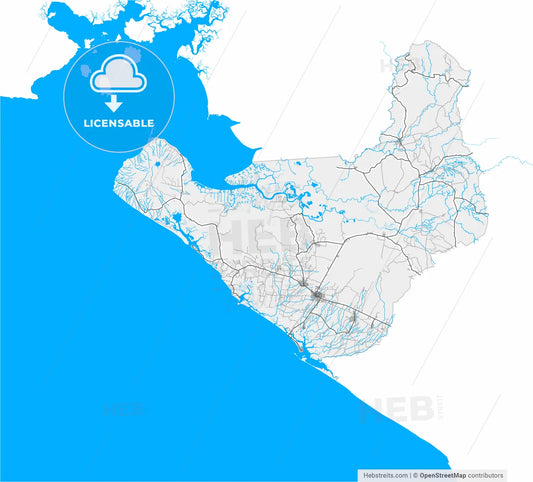 Chinandega, Chinandega, Nicaragua, high resolution vector map - Instant download PDF and JPG