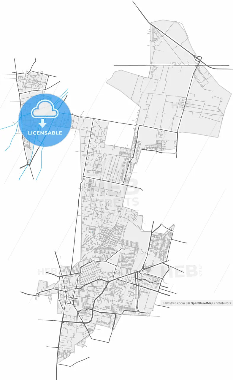 Cuautitlán, México, Mexico, high resolution vector map - Instant download PDF and JPG
