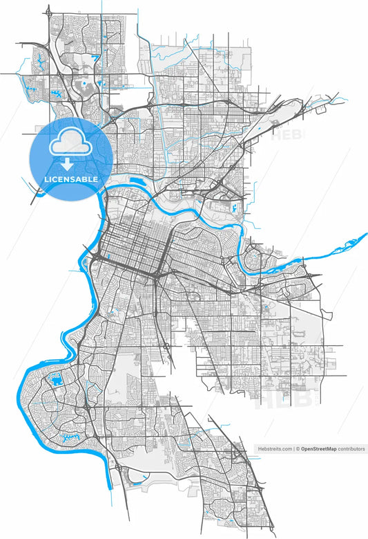 Sacramento, California, United States, high resolution vector map - Instant download PDF and JPG