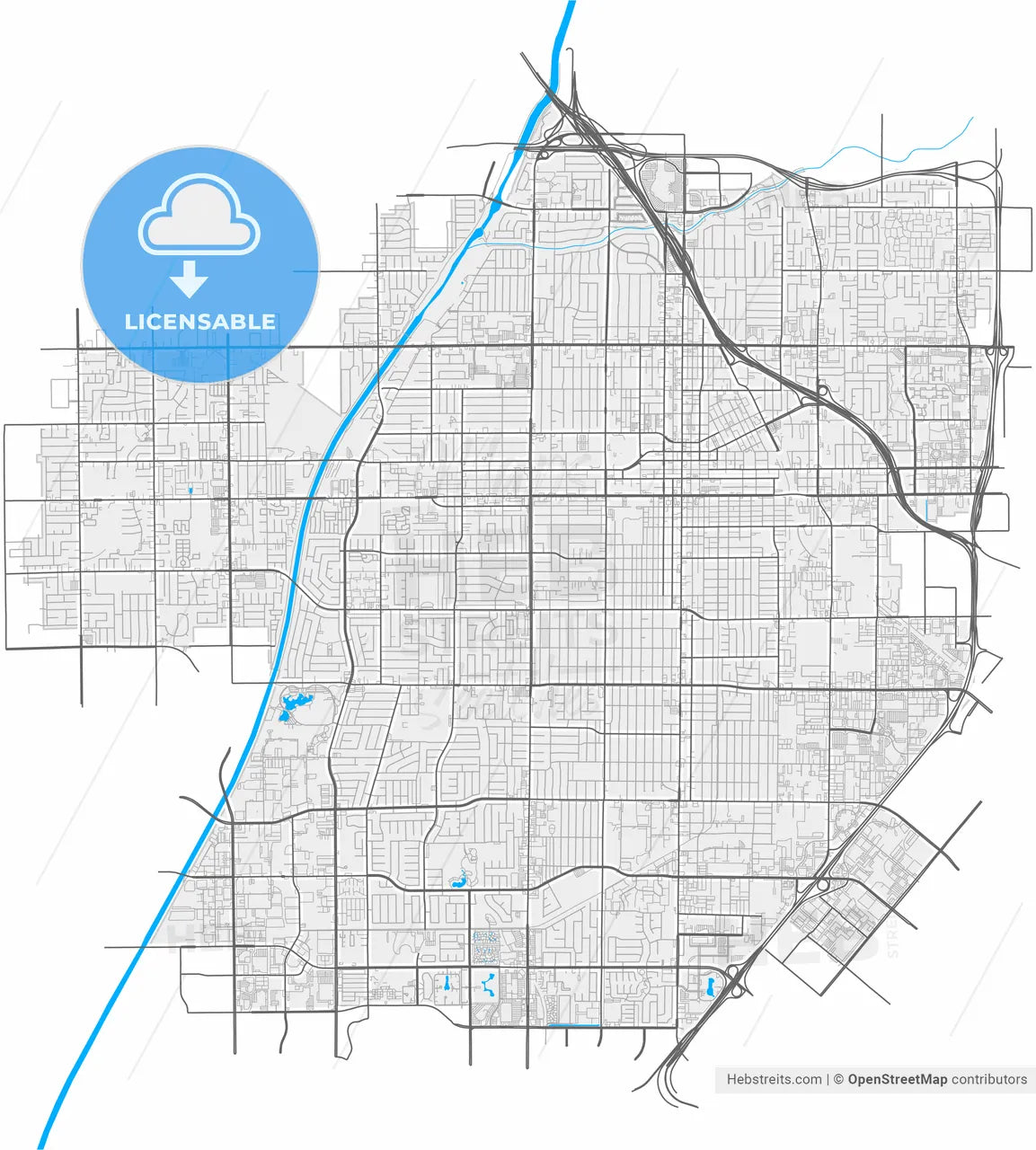 Santa Ana, California, United States, high resolution vector map - Instant download PDF and JPG
