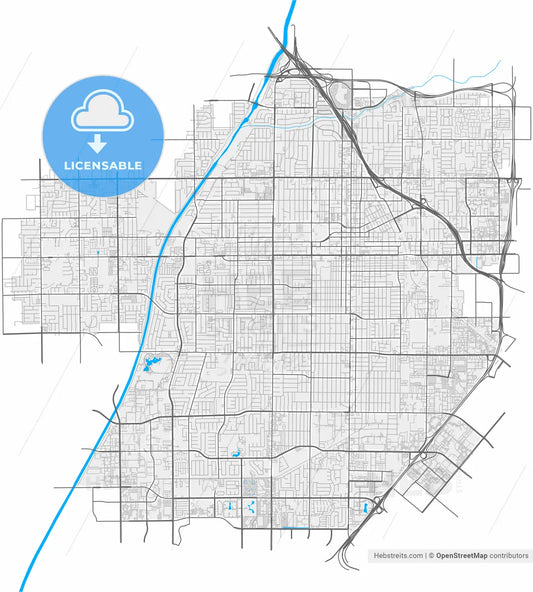Santa Ana, California, United States, high resolution vector map - Instant download PDF and JPG