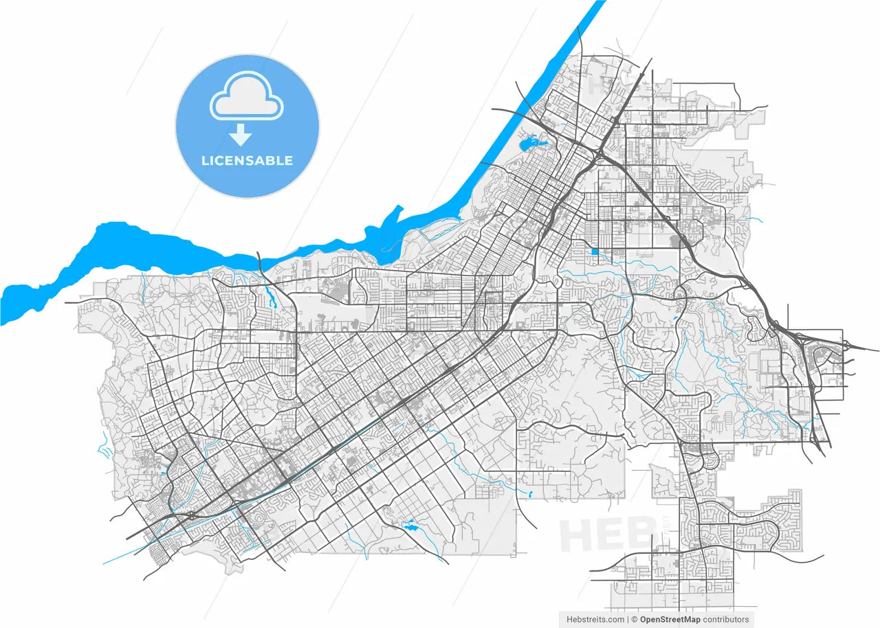 Riverside, California, United States, high resolution vector map - Instant download PDF and JPG