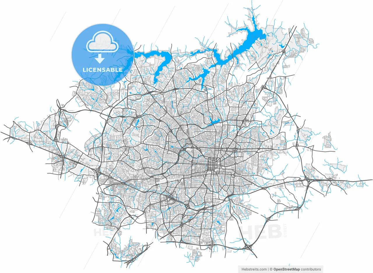 Greensboro, North Carolina, United States, high resolution vector map - Instant download PDF and JPG