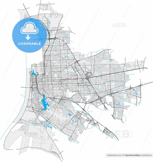 Baton Rouge, Louisiana, United States, high resolution vector map - Instant download PDF and JPG