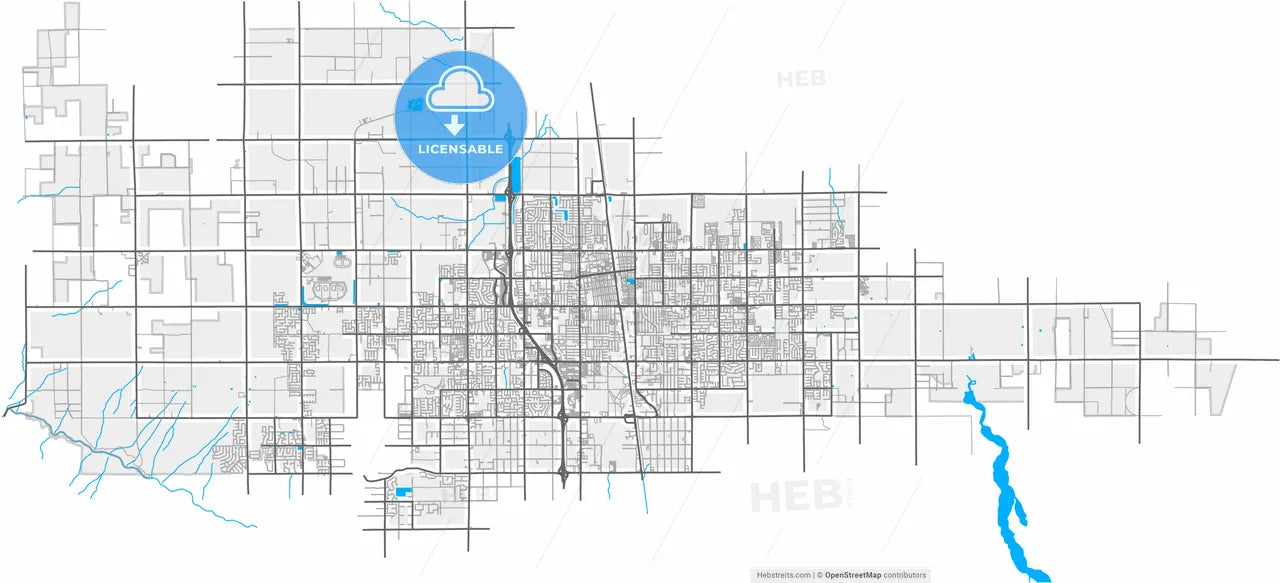 Lancaster, California, United States, high resolution vector map - Instant download PDF and JPG