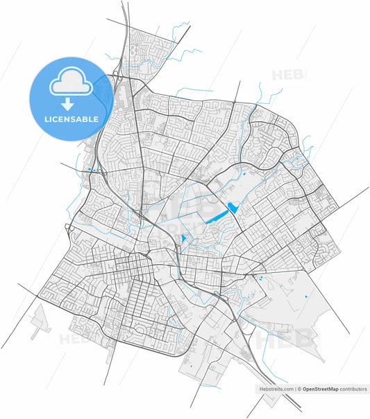 Salinas, California, United States, high resolution vector map - Instant download PDF and JPG
