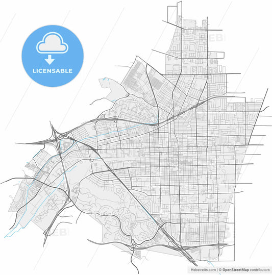 Pomona, California, United States, high resolution vector map - Instant download PDF and JPG