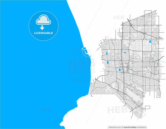 Torrance, California, United States, high resolution vector map - Instant download PDF and JPG