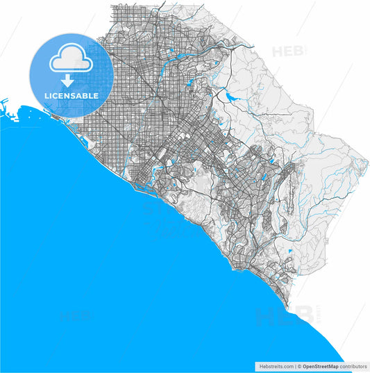 Orange, California, United States, high resolution vector map - Instant download PDF and JPG