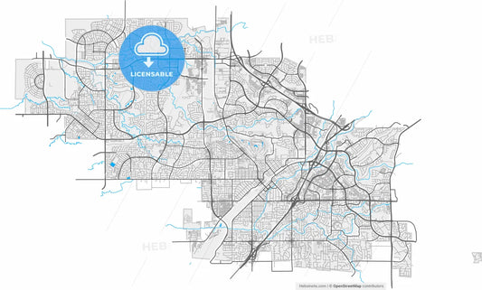 Roseville, California, United States, high resolution vector map - Instant download PDF and JPG