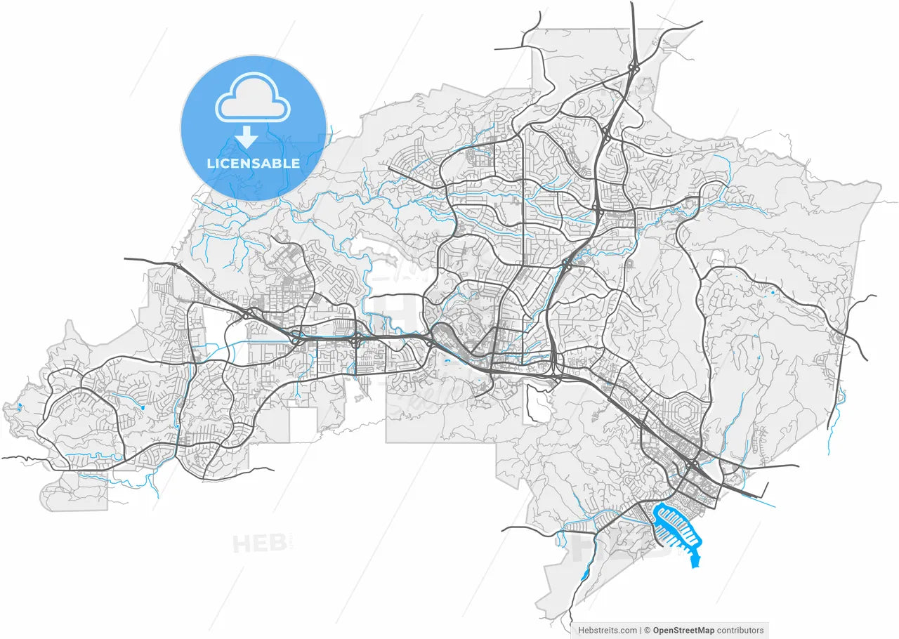 Thousand Oaks, California, United States, high resolution vector map - Instant download PDF and JPG