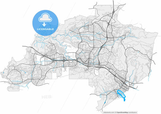 Thousand Oaks, California, United States, high resolution vector map - Instant download PDF and JPG