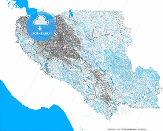 Santa Clara, California, United States, high resolution vector map - Instant download PDF and JPG