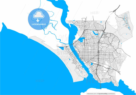Vallejo, California, United States, high resolution vector map - Instant download PDF and JPG